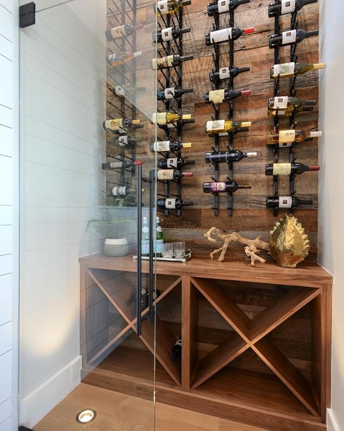 Ultra Wine Racks Wall Mounted Label-Out Wine Racks (1 Foot 2 Deep, Matte Black, 6 Wine Bottles) - Modern Metal Wine Storage, Modular Design for Home Bar, Kitchen, Dining Rooms, & Wine Cellars