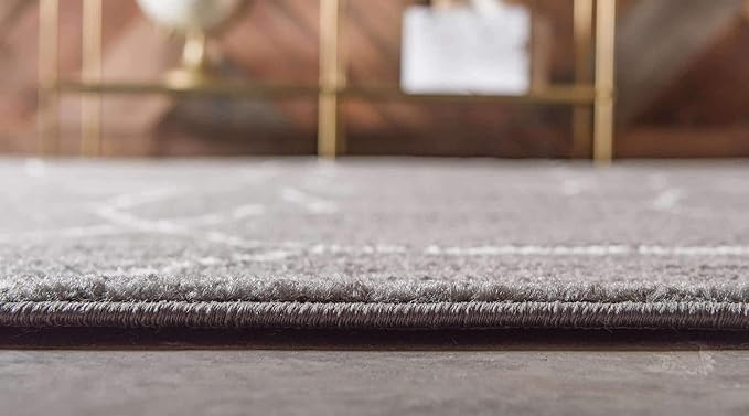 Unique Loom Trellis Frieze Collection Area Rug - Geometric (7' Square, Dark Gray/ Ivory)