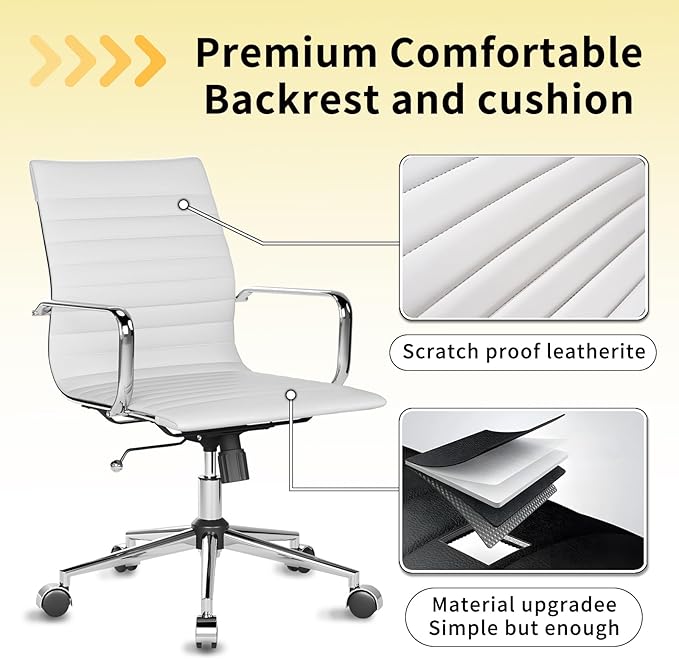 Chair, Desk Computer Chair ,with Armrests ,Ergonomic Office Chair for Home and Office, 17.32 x 22.83 x 35.43 inches, Multiple Colors (White)