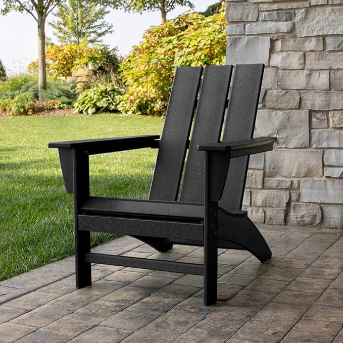 POLYWOOD Stackable Adirondack Chair, Green, Polyethylene