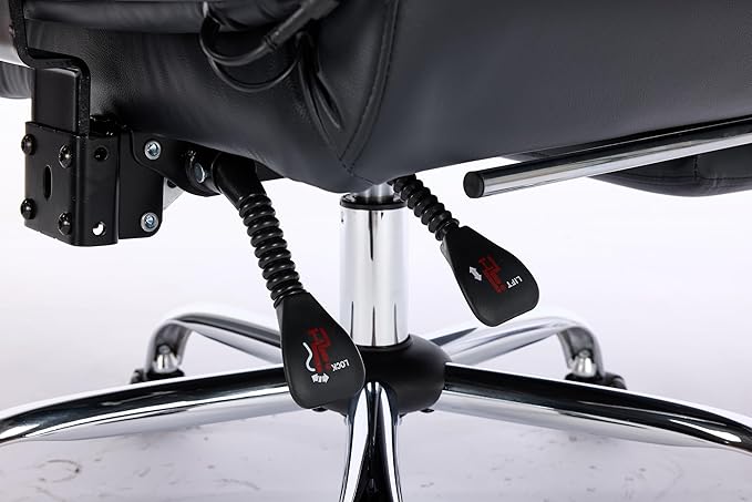 DYHOME Black Leather Office Chair with Massage and Footrest, Heavy Duty Task Desk Chairs Swivel Ergonomic Computer Gaming Chairs with Lumbar Support, Wheels Flip-up Arms Adjustable Height