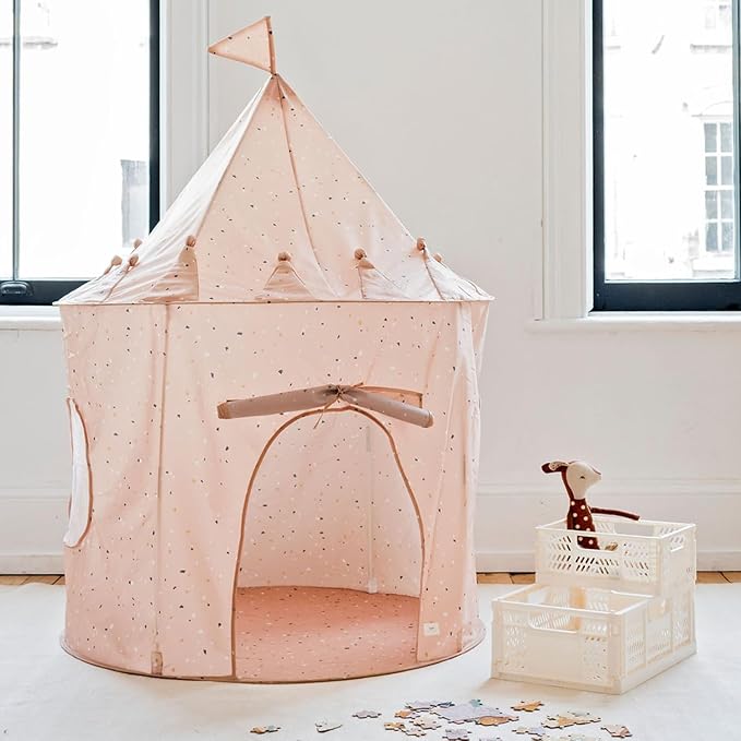 3 Sprouts Kids Play Tent - Sustainable Recycled Fabric β Fun Spacious Childs Playhouse for Indoor Games for Boys & Girls - Durable Fort Pop Up House for Toddlers & Children Age 3-10 - Terrazzo Clay