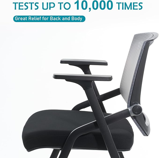 Conference Room Chairs, Folding Office Desk Chair with Lumbar Support and Sliding Armrest, Stackable Office Guest Chairs & Reception Chairs 20 Pack with Wheels