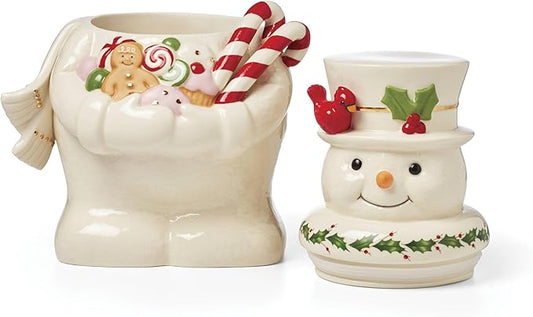 Lenox 896362 Happy Holly Days Snowman Cookie Jar, Christmas & Holiday Decor