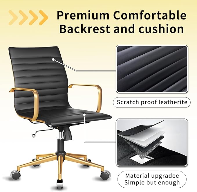 Chair, Desk Computer Chair ,with Armrests ,Ergonomic Office Chair for Home and Office, 17.32 x 22.83 x 35.43 inches, Multiple Colors (Gold Black)