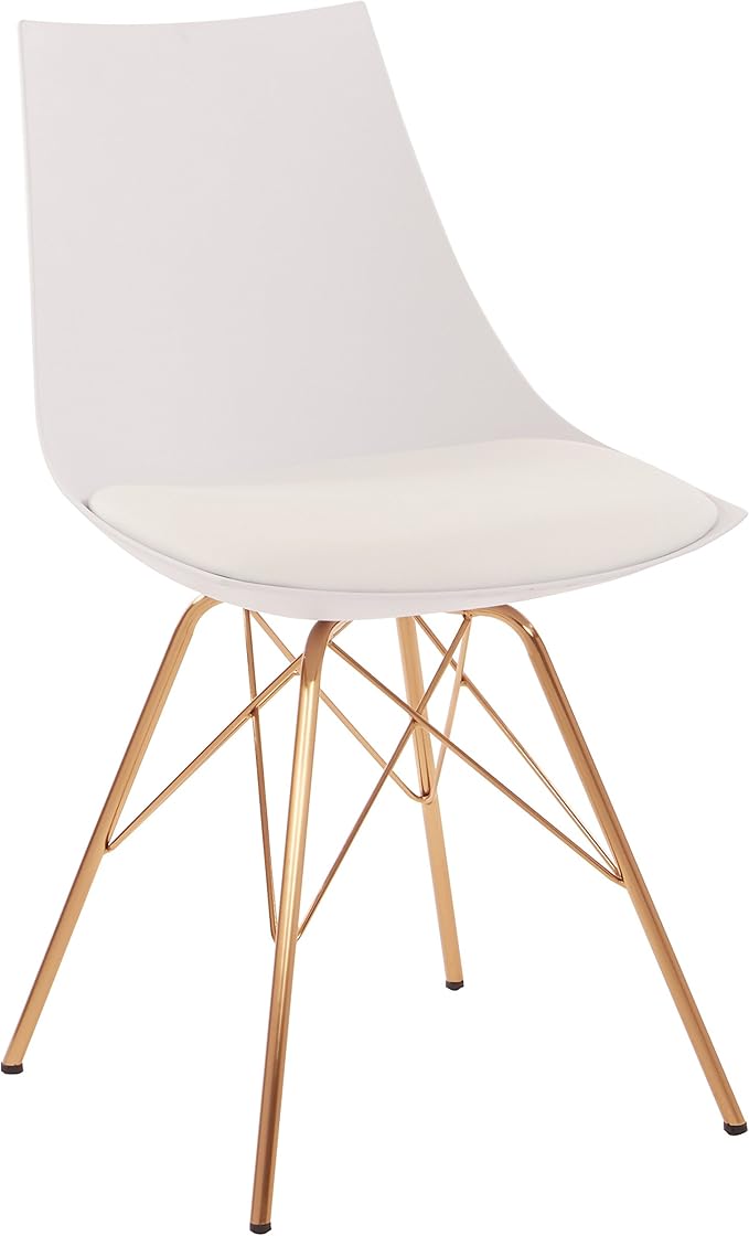 OSP Home Furnishings Oakley Mid-Century Modern Bucket Chair, Faux Leather,White