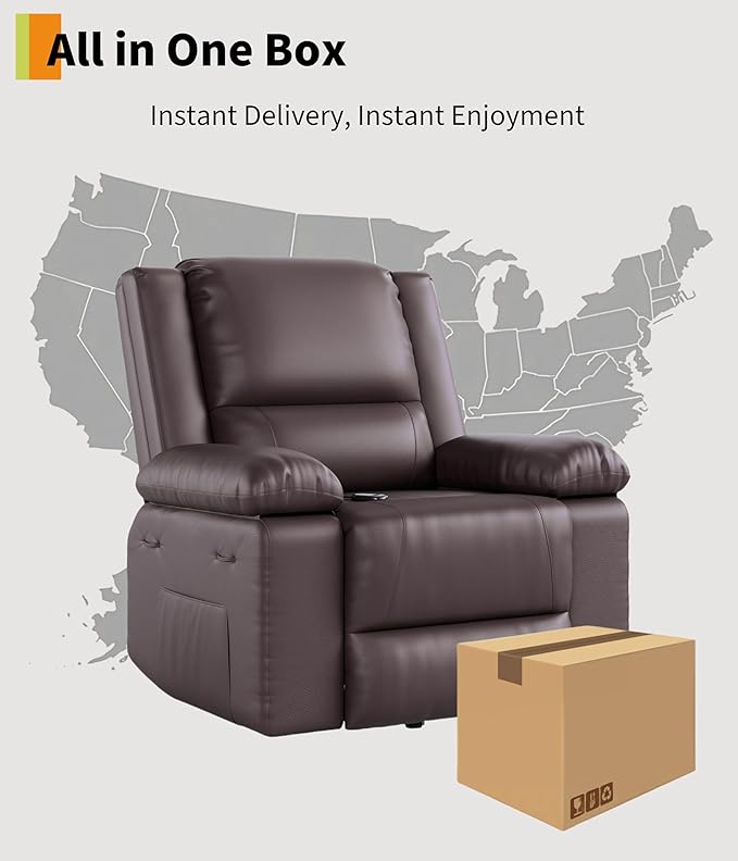 GarveeHome Power Lift Recliner Chair - Heat and Massage, PU Leather Electric Lift Recliner for Elderly & Mobility Impaired, Adjustable Back and Legs, Heavy Duty Lift Chair for Seniors