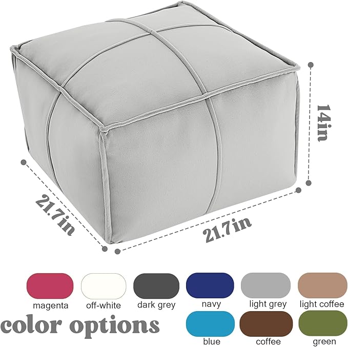 MeMoreCool Stuffed Round Pouf Ottoman Foot Rest, Floor Pouf Foot Stool with Soft Foam Chunk Filling, Small Round Ottoman Footstool Circle Footrest for Living Room