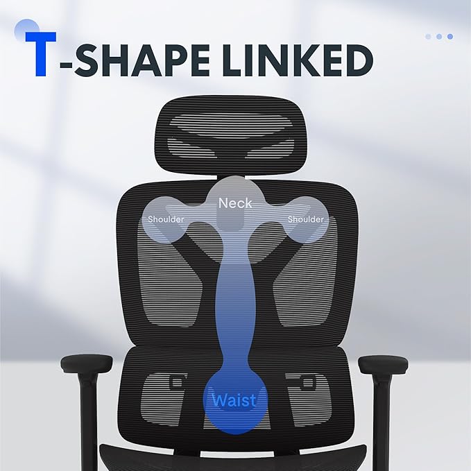 FLEXISPOT ErgoX Premium Ergonomic Office Chair Black - Adjustable 3D Armrests, Dynamic Lumbar Support, Recline & Tilt Function, Mesh Seat, for Home & Office Use