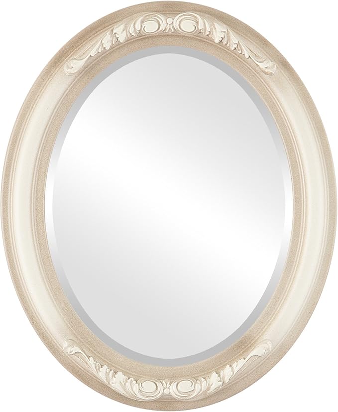 OVALCREST Oval Beveled Wall Mirror for Home Decor - Florence Style - Taupe - 40" x 28"