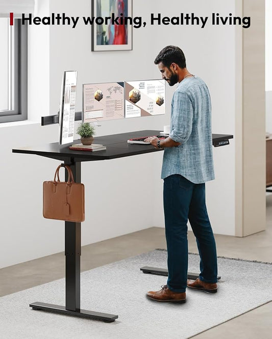 SANODESK Standing Desk Height Adjustable Electric Stand up Desk 79x32 Inches Sit Stand Home Office Desk with Splice Board, Black Frame/Black Top