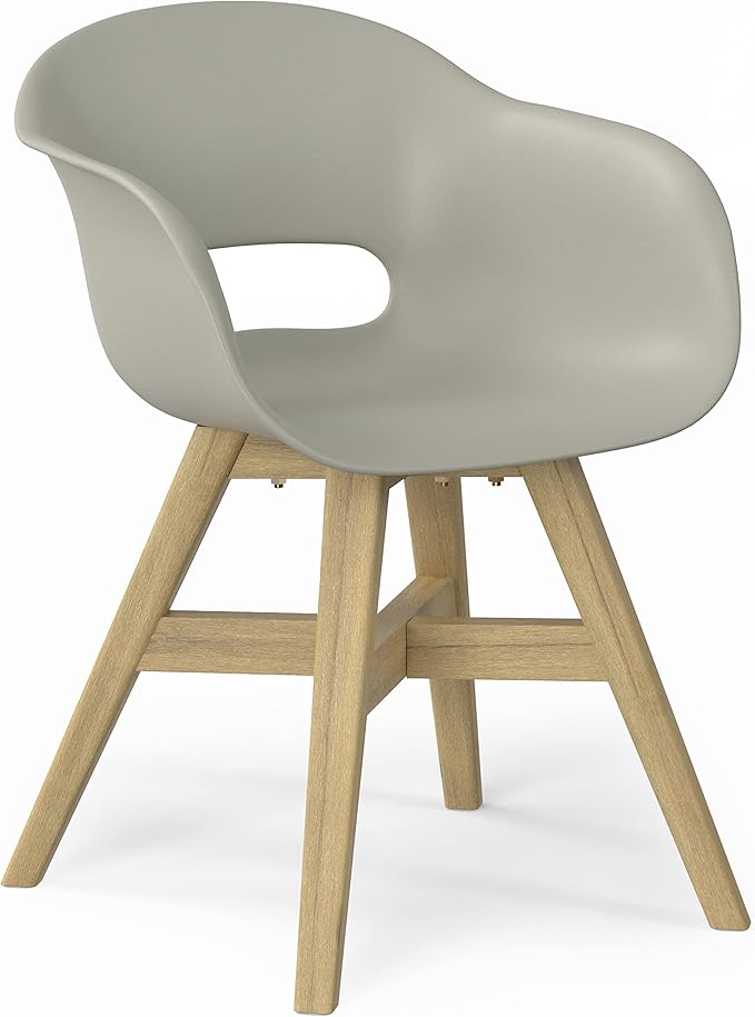 SIMPLIHOME Kona SOLID ACACIA WOOD 24 inch Wide Contemporary Outdoor Dining Chair in Plastic ( Set of 2 ) in Taupe for the Dining Room