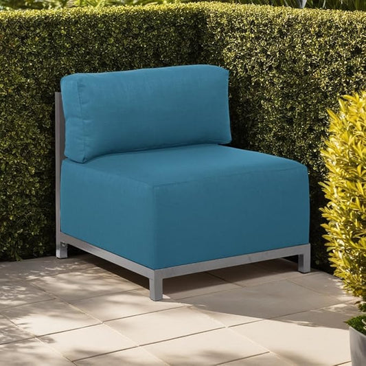 Howard Elliott Axis Chair with Cover for Both Indoor & Outdoor Seating, Cushioned Chair & Seating Titanium Frame Chair for Living Room, Office and Bedroom, 30.5 x 32.5 x 30 Inches, Seascape Turquoise