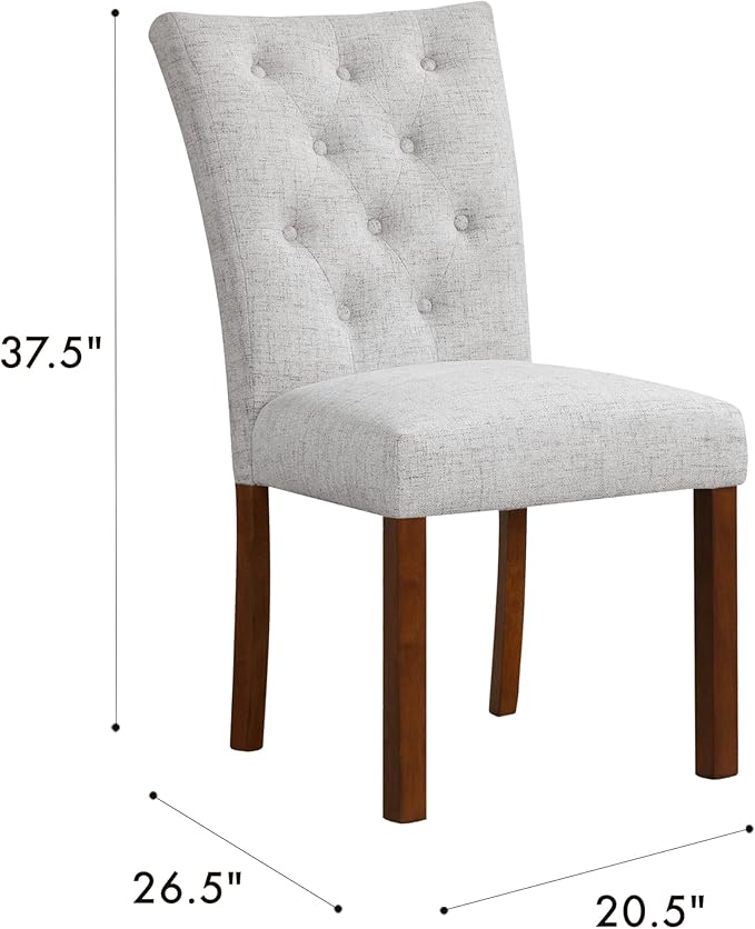 HomePop Button Tufted Fabric Dining Chairs - Neutral Textured Solid Woven (Set of 2)