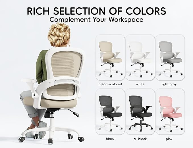 TRALT Office Chair - Ergonomic Office Chair with Back Support, Home Office Desk Chairs, Comfy Desk Chair, Computer Chair, 330lbs Wide Seat Big and Tall Office Chairs for Office Workers (Beige)