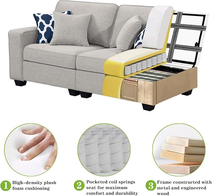 Legend Vansen Modular Sectional Sofa U Shaped Couch with Ottoman Modern Reversible Corner Sectional Couch for Living Room (Light Grey, U Shaped Sofa-4)