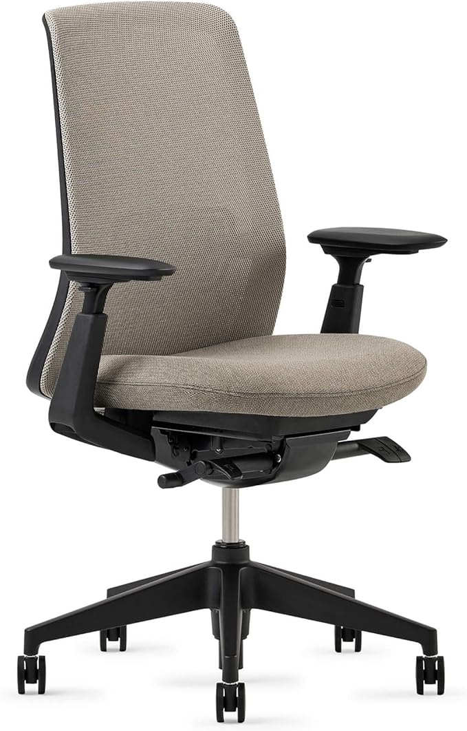 Haworth Soji Office Chair with Ergonomic Adjustments and Lumbar Support, Flexible Mesh Back (Clay)