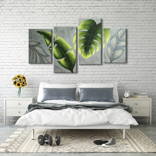 Wieco Art Large Botanical Paintings Wall Art on Canvas Abstract Green Leaves Canvas Wall Art for Living Room Bedroom Wall Decor Modern Artwork for Home Decorations