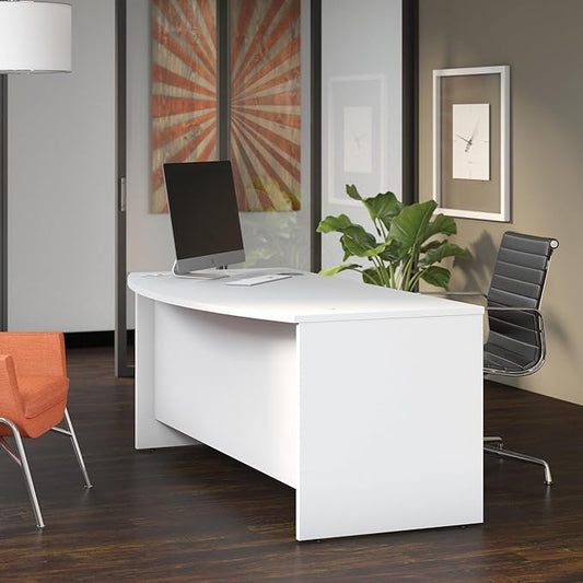 Bush Furniture BSHSCD172WH Studio C White 72W x 36D Bow Front Desk
