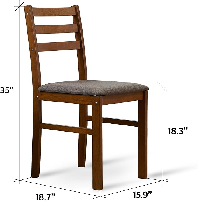 Livinia Seattle 5-Piece Wooden Dining Table Set for 4, Modern Farmhouse Kitchen Dining Room Set with Solid Wood Ladder Back Chairs for Small Space (Antique)