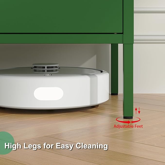 Green Metal Cabinet,Bathroom Floor Storage Cabinet,40"H Small Cabinets With Doors,2 Door Metal Towel Freestanding Cabinet For Small Spaces,Two Door Hallway Short Cupboard,Low Cabinet For Living Room