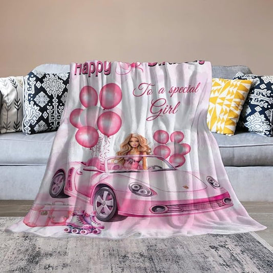 Birthday Blanket Birthday Gifts for Girls Women Pink Throw Blanket for Kids Adults Soft Warm Cozy Fleece Blanket for Couch Sofa Bed 40"x50"