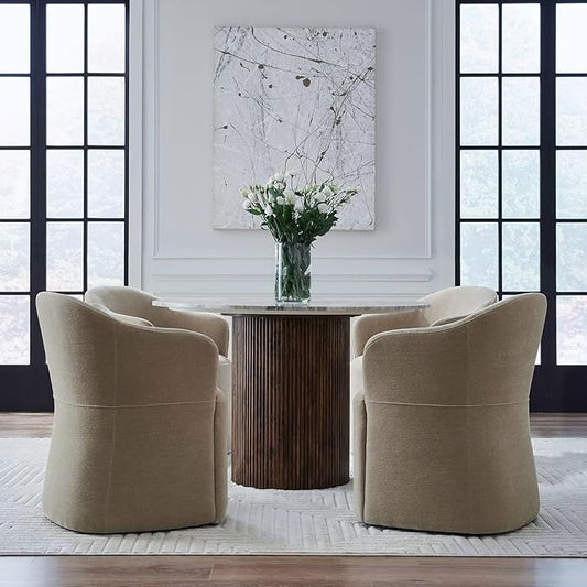 Liberty Furniture Accent Dining Chairs with Castors - Squared Arm - Wicker Upholstry - Set of Four