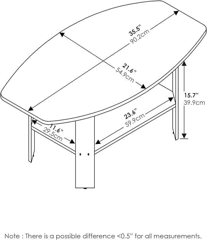 Furinno Simple Design Coffee Table, Dark Brown