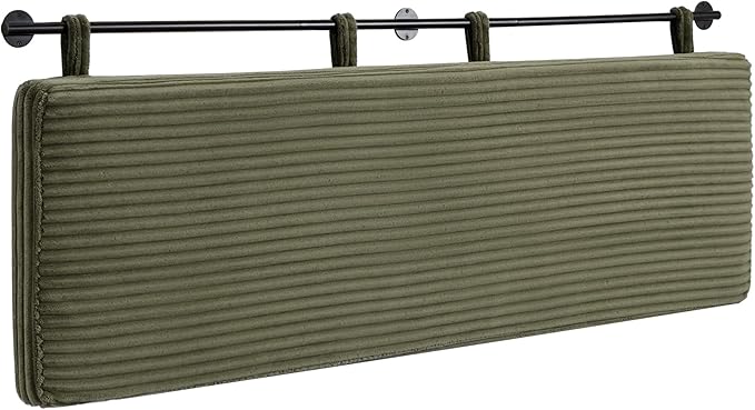 UEV King Headboard Only, Wall Mounted Hanging Upholstered Bed Head Board, Modern Vertical Channel Design of Fine Flannel, Elegant Green Fluted Headboard for Bedroom (Green, King Size)