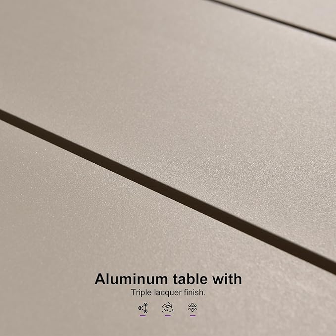 PURPLE LEAF Outdoor Dining Set for 12 All-Weather 14 Pieces Patio Aluminium Dining Large Table and Rope Weave Chairs Included Cushions for Deck Indoor Decor Kitchen Patio Furniture Set Champagne