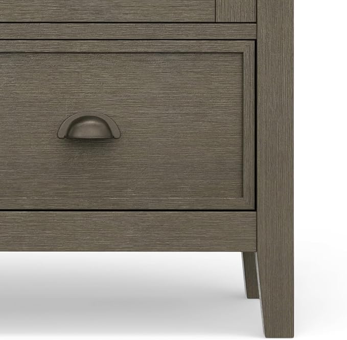 SIMPLIHOME Redmond SOLID WOOD 39 inch Wide Transitional Medium Storage Cabinet in Farmhouse Grey for the Living Room, Entryway and Family Room