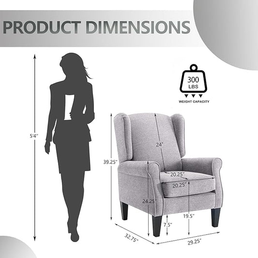 Accent Chair Set of 2, Modern Living Room Chairs with Wingback, Comfy Upholstered High Back Single Sofa for Bedroom, Mid-Century Reading Armchair Sillas para Sala