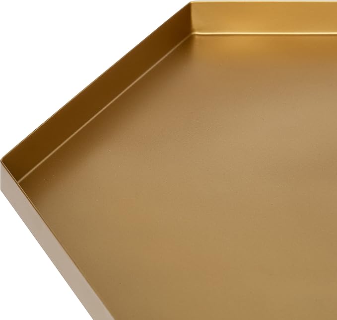 Kate and Laurel Kashvi Modern Side Table 17 x 15 x 20; Gold Decorative Glam Hexagon Bedroom Nightstand Table for Storage and Display