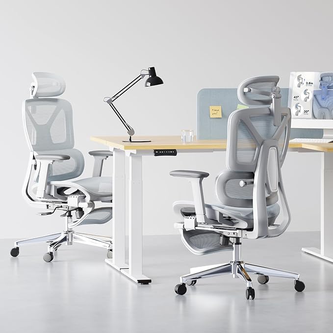 FLEXISPOT ErgoX Premium Ergonomic Office Chair with Footrest- Adjustable 3D Armrests, Dynamic Lumbar Support, Recline & Tilt Function, Mesh Seat, for Home & Office Use,Blue