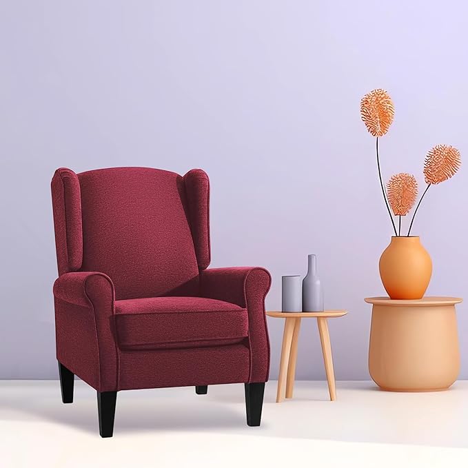 Accent Chair Set of 4, Modern Living Room Chairs with Wingback, Comfy Upholstered High Back Single Sofa for Bedroom, Mid-Century Reading Armchair Sillas para Sala