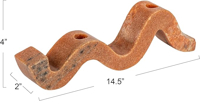 Bloomingville Marble Wave Double Taper Candle Holder, Pink
