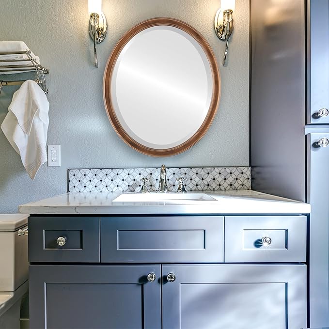 OVALCREST Oval Beveled Wall Mirror for Home Decor - Toronto Style - Sunset Gold - 26" x 22"