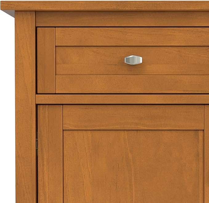 SIMPLIHOME Warm Shaker Solid Wood 36 inch Wide Transitional Entryway Storage Cabinet in Light Golden Brown for The Living Room, Entryway and Family Room