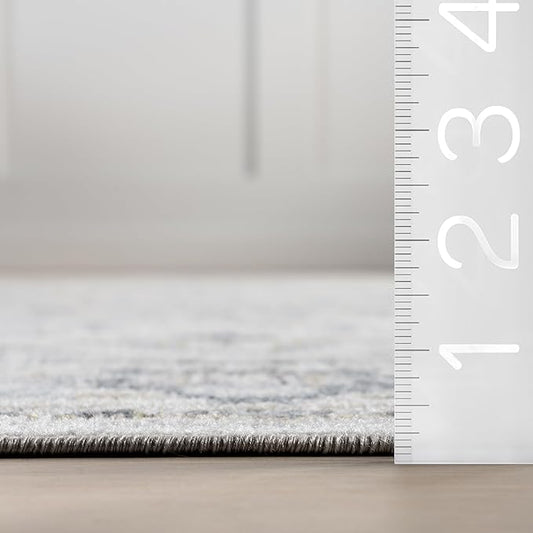 nuLOOM 10' x 14' Machine Washable Stain-Resistant Area Rug Medium Profile for Living Room, Bedroom, and Dining Room, Cady Blue