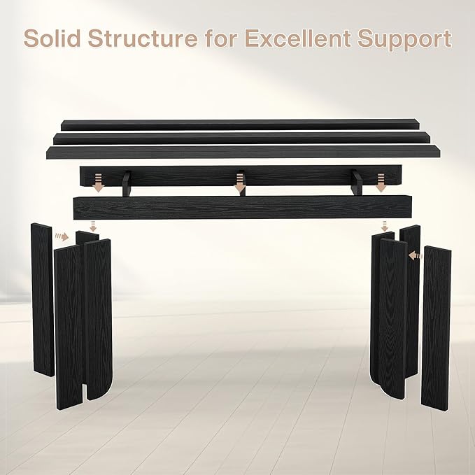 Tribesigns 70.9-Inch Extra Long Console Table, Farmhouse Sofa Console Table with Widened Tabletop, Entryway Accent Tables with Sturdy Double Pedestal for Living Room (Black)
