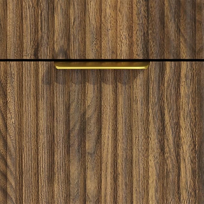 Walnut 6 Drawer Dresser Bedroom,55” Wide Fluted Dresser Wood with Gold Handles,Mid Century Wooden Chest of Drawer for Closet,Bedroom,Living Room,Walnut