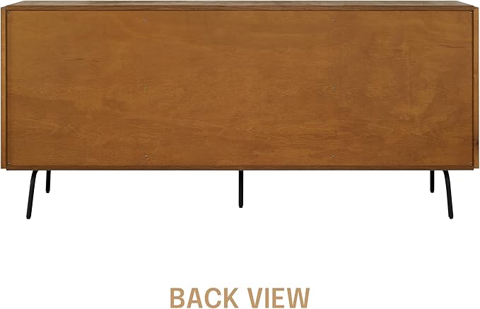 NTC MOSSIC Large Sideboard with 2 Doors and 3 Drawers, Buffet Cabinet with Natural Rattan and Metal Legs, Modern Storage Cabinet for Living Room, and Hallway, Effortless Assembly - Rustic Oak