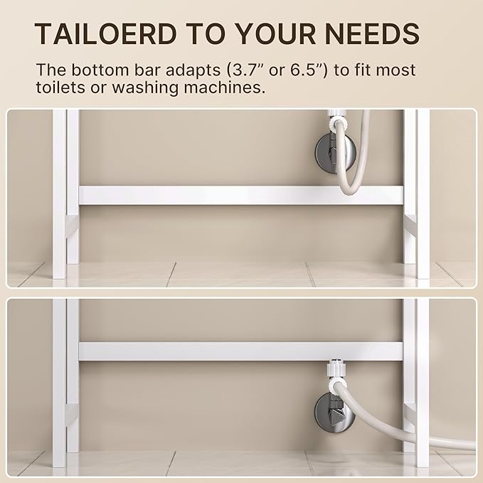 Gizoon Over The Toilet Storage, 3 Tier Bamboo Bathroom Organizer with Adjustable Shelf, Freestanding Above Toilet Stand, Bathroom Storage Shelf Rack