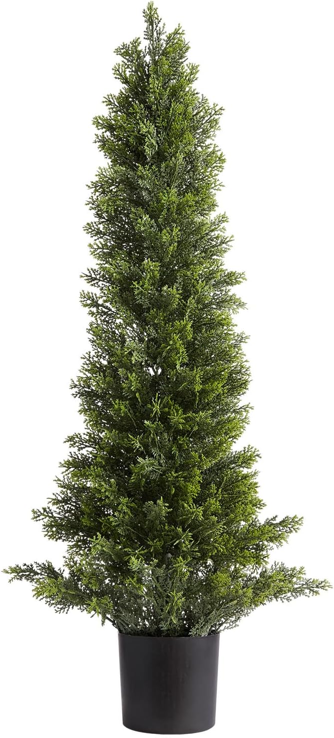 VEVOR Artificial Cedar Topiary Trees, 36 inch 2 Set Faux Pine Shrubs Plants, Fake Silk Tree Look Real, Easy Assembly for Decor Front Porch Outdoor Patio Garden Balcony Backyard Indoor Office(3FT