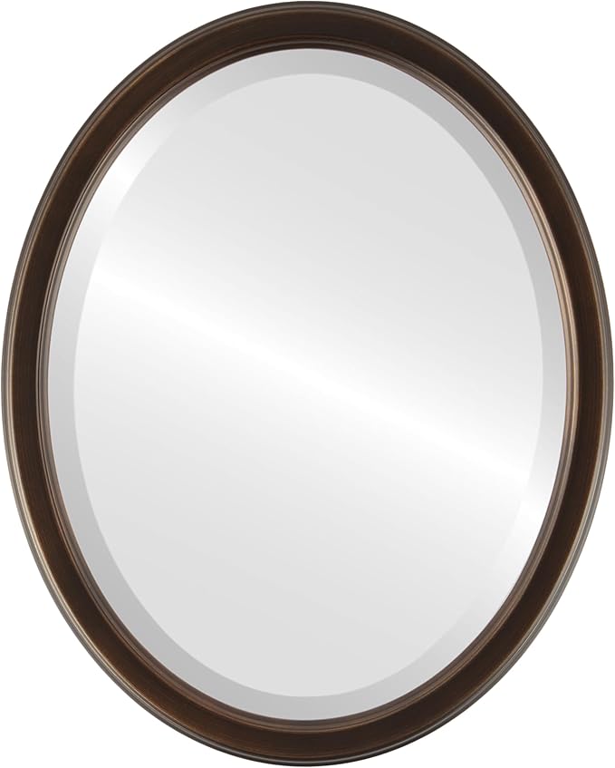 OVALCREST Oval Beveled Wall Mirror for Home Decor - Toronto Style - Rubbed Bronze - 26" x 20"