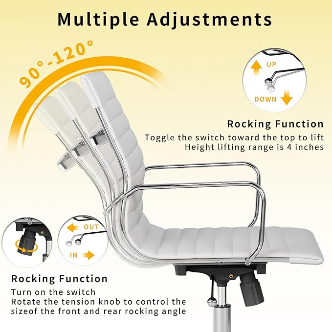Chair, Desk Computer Chair ,with Armrests ,Ergonomic Office Chair for Home and Office, 17.32 x 22.83 x 35.43 inches, Multiple Colors (White)