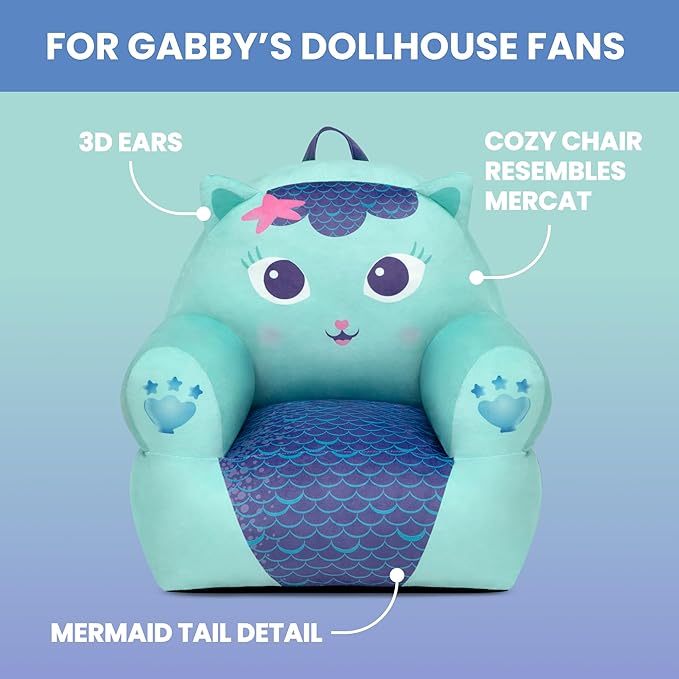 Delta Children - Gabby's Dollhouse Cozee Buddy Kids Chair, Blue