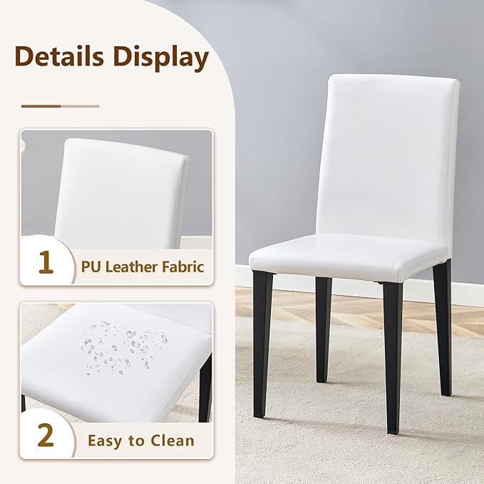 Dining Table Set for 6,Dinner Table Set for 6,71'' Kitchen Table and PU Leather Chairs Set of 6,6 Chair Dining Table Set for Kitchen Dining Room