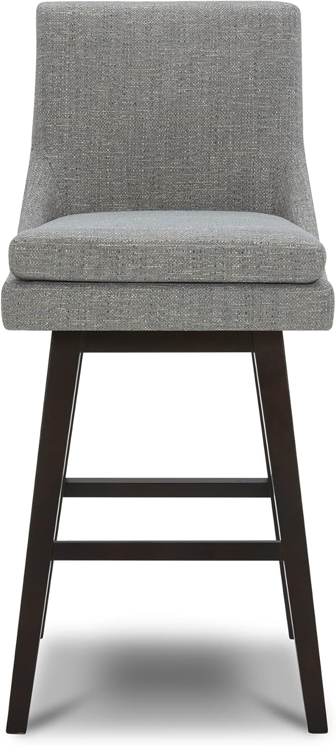 CHITA Bar Height Swivel Barstool with Back Set of 2, FSC Certified Upholstered Bar Stool, 30.7" H Seat Height, Fabric in Fog