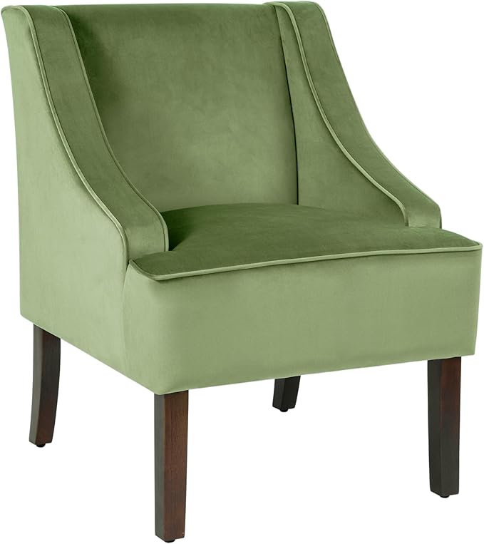 HomePop Velvet Swoop Arm Living-Room-Chairs, Green Velvet